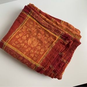 Fall Tablecloth Leaf Print Red Orange Cotton